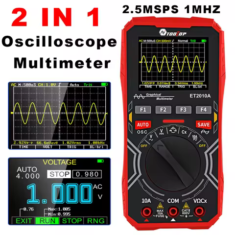TOOLTOP ET2010A 2 in 1 Digital Oscilloscope Multimeter 1MHz 2.5MSps Laboratory Oscilloscope Electric