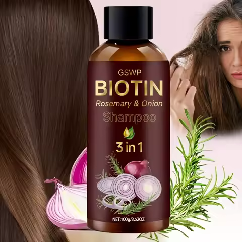 GSWP Biotin Rosemary Onion 3-in-1 Shampoo, deeply cleanses, controls oil, and leaves hair bouncy, ne