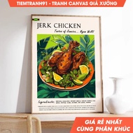 Tranh treo tường Jamaican Jerk Chicken Food Poster Jamaican Food Art Caribbean Food Poster Kitchen D