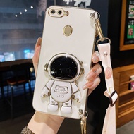 AnDyH Long Lanyard Casing OPPO A12 A5S Phone Case OPPO A11K F9 PRO A7 Cute Astronaut Desk Holder