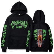 Men's cotton Hoodies Japan Anime Chainsaw Man Gothic Cartoon Doublesided Print Long Sleeve Sweatshirts Clothes