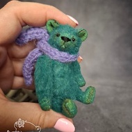 Miniature teddy bear. Emerald teddy bear toy. Birthday gift.