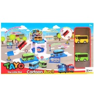(Ready Stock Malaysia) Tayo Bus TAYO Bus Parking Lot Garage Distribution Two Buses Toy Car Mainan