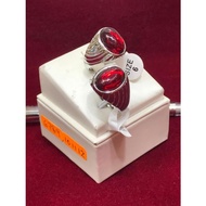 Cincin Lelaki Batu Merah Emas Suasa Sadur