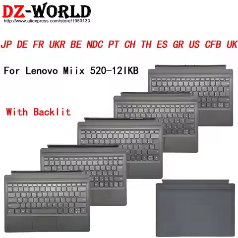 Portable Mini Base Folio Case Backlit Keyboard for Lenovo Miix 520 -12IKB Tablet JP DE FR UKR BE NDC