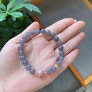 天然煙紫和田玉手鏈 煙紫玉手串點綴925銀珍珠配件 8mm 節日禮品