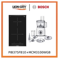Bosch PIB375FB1E 2 Zone Ceramic Built-in Induction Hob (30cm) + MCM3100WGB Food processor MultiTalent 3700 W White, Whit