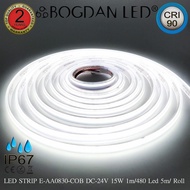LED STRIP COB E-AA0830-6500K-DC-24V IP67 5M ยี่ห้อ BOGDAN LED สีขาวนีออน 6500K ไฟเส้นแอลอีดี SMD COB