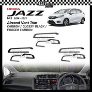 Honda Jazz GK5 2014 - 2021 Dashboard Aircond Vent Trim Carbon Black Interior Accessories 2015 2016 2