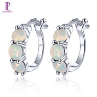 Lohaspie Jewelry Real Sterling Silver 925 Original Hoop Earring Natural Opal Rhodolite Garnet Hoop E