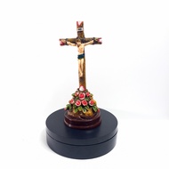 MAWAR (SD Rose 18 cm) Rose Motif Sitting Cross 18 cm Corpus Fiber/Antique Sitting Cross/Catholic Tab