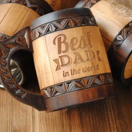 Fathers day gift Wooden beer mug Man Personalized dad gift anniversary gift