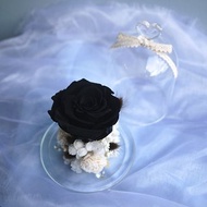 伊登花室 永生黑玫瑰 玻璃罩永生花 乾燥桌花