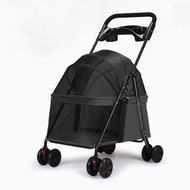 可折疊寵物推車貓小型犬推車小狗小貓泰迪車戶外輕便折疊寵物推車 黑色