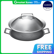 กระทะเคลอบ 3 ชน สำหรบเตาแมเหลกไฟฟา IH รน Cookever ขนาด 34 ซม. (พรอมฝาปด) ชด 2 ชน