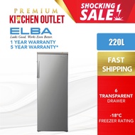 ELBA 220L R600a Upright Freezer with Universal Caster Wheel Dual Cooling EUF-J2217(SV) EUF-J2217