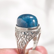 [H & Y] 925 Silver Natural Apatite Adjustable Ring 925银纯天然蓝磷灰可调节戒指