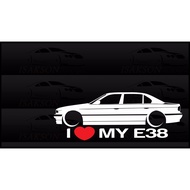 1Pair/2Pcs I Heart My E38 Sticker Decal Love BMW 740i 740il 750il Car Slammed Euro Germany