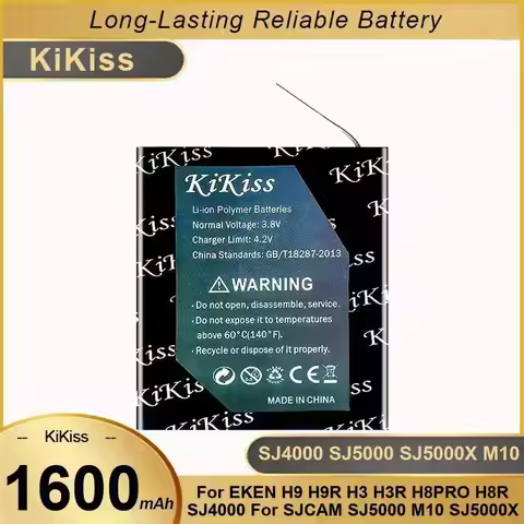 Sports Camera Battery 1600Mah For Eken H9 H9R H3 H3R H8PRO H8R SJ4000 Sjcam SJ5000 M10 SJ5000X