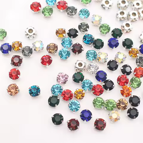 SS12-SS40 Crystals Claw Cup Rhinestones Trim Shiny Crystal Stones Strass Metal Base Fabric Beads Sew