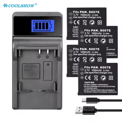 CGA-S007 CGA S007 Battery Charger For Panasonic Lumix DMC TZ1 TZ2 TZ3 TZ4 TZ5 TZ50 TZ15 1000mAh Came