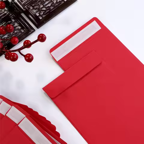 20pcs Red Paper Storage Envelopes Self-adhesive Gift Card Packaging Envelop Chinese Red Envelope Lar
