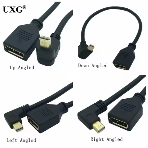 90 Degree Mini DisplayPort To Dp Adapter Mini DP 4K Cable Thunderbolt 2 Displayport Converter 30CM