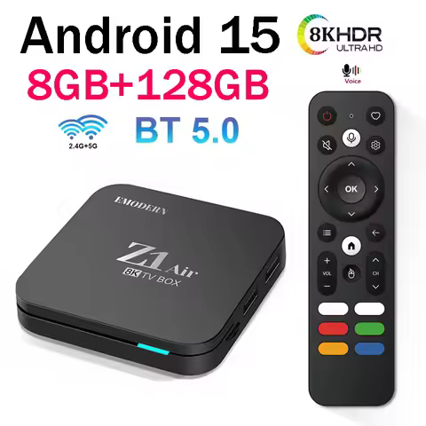 TV Box Android 15 Smart Allwinner H313 Quad Core Z1 Support 8K 4K WiFi 4G 5G BT5.0 Voice 8GB 128GB M