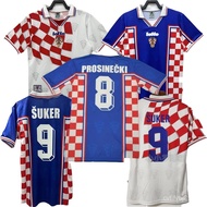S-XXL 1998 Croatia SUKER PROSINECKI Top Quality Away Retro Soccer Jersey custom T-shirt Football