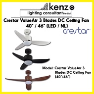 Crestar ValueAir 3Blades Ceiling Fan 40' / 46' with LED Light & Remote Control
