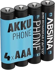 ABSINA 4 x NiMH Batteries for Telephone Gigaset Handset Rechargeable 800 mAh - Battery for Gigaset A