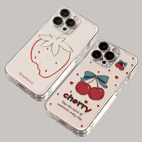 Korean Cute Cherry Line Fruit Case For OPPO Reno 13F 12F 11F 10 5G 6 8 11 12 13 Pro Reno 7 4G 5 6 Li