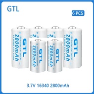 GTL 16340 Battery  3.7V /2800mAh Lithium Li-ion CR123A Rechargeable Batteries 3.7V CR123 for Lase Po