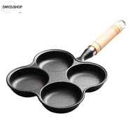 114OMYZUSHOP Egg Pan, 4 Cup Non-Stick Pancake Pan, Kitchen Utensils Cast Iron Wood Handle Heavy Duty