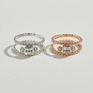 雙層細珠鋯石方鑽戒指(共兩色) 施華洛世奇水晶