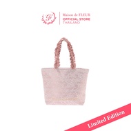 [New Collection] Maison De FLEUR - Lace Satin Frilled Handle Tote Grand Bag (Size M)