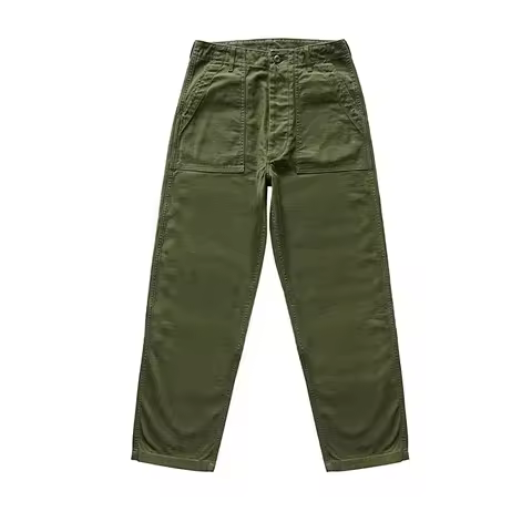 SauceZhan OG107 Fatigue Utility Pants Classic Olive Sateen Men's Baker Pants Satin Cotton Original L