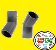 fitting knee elbow miring 45 derajat pipa pvc ukuran 1/2  3/4 & 1 inch warna abu-abu dan putih
