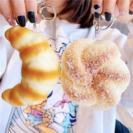 Keychain Key Chain Squishy Bread Keychain Stress Relief Prank Donut Pendant Gadget ins Gift Hot Sale