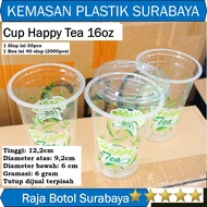 50pcs 16oz glass cups, screen-printed happy tea, euro plastic, sweet iced tea drink, 16 oz printed m