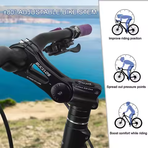 BUCKLOS MTB Handlebar Stem 3D Forged Aluminum Alloy 31.8mm Bicycle Handlebar Stem 90/110/145mm ±80°