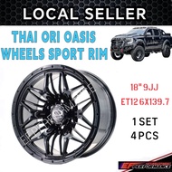 THAI ORI OASIS Wheels Sport Rim 18" 9JJ ET12 6X139.7 TAMPA 4X4 SAND GLOSS BLACK OFF ROAD HILUX RANGE
