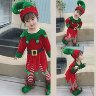 Kids Christmas Dwarf Costume Set Includes Dwarf Hat Shoe Covers Shirt Pants Christmas Elf Dress up O
