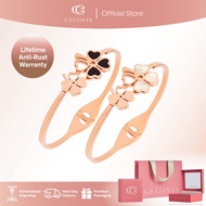 [ 5.5 SALE ] Celovis Liliane Clover Leaf Flower Cuff - Black/White
