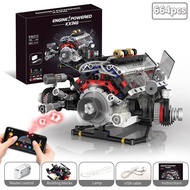 K96212 F+1 Supercar Engine 664pcs Building Blocks V8 Simulation DIY Model LED Light & APP Control Pr