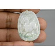 C73 Genuine Light Green Jade Pendant Suitable For Auspiciousness. Carved In The Shape Of A Heavenly 