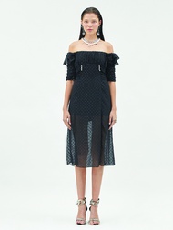 KLOSET Off-Shoulder Dress With Ruffles (AW21-D001) เดรสสั้น เดรสปาดไหล่