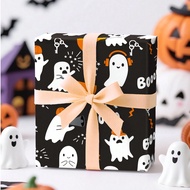 1 Roll 43cm X 500cm (17in X 16.4ft) Halloween Wrapping Paper With Cute Ghost Design, Suitable For Pa