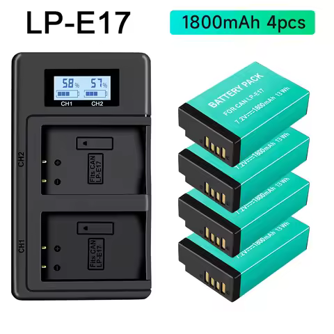 PALO LP E17 LP-E17 Battery + LCD USB Dual Charger for Canon EOS 250D 200D M3 M6 750D 760D T6i T6s 80