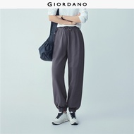 GIORDANO Women Joggers 100% Cotton Elastic Waist Loose Joggers Solid Color Fashionable Basic Casual 